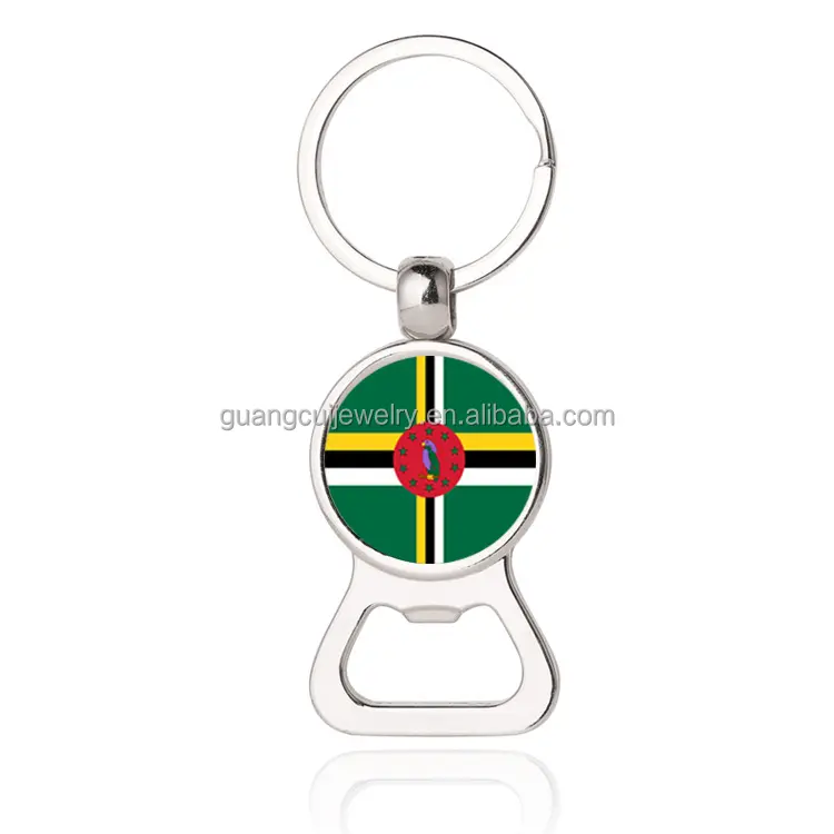 Ecuador Fiji Dominica Grenada Colombia Vlag 50Mm Glas Cabochon Sleutelhanger Flesopener Met Dome