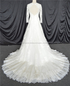 Elegante vestido largo de boda del <span class=keywords><strong>organza</strong></span> vaina de la <span class=keywords><strong>manga</strong></span> del tren con la espalda desnuda - Product Image 6