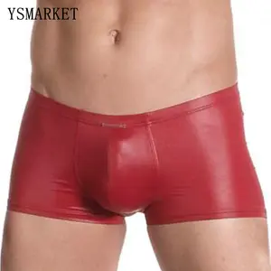 M L XL XXL גברים סקסי פו עור pu פטיש תחתוני תחתונים חמים גברים עור תחתונים גדול גודל גברים בוקסר