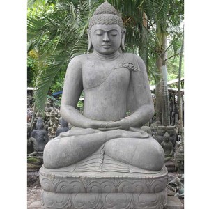 <span class=keywords><strong>Pierre</strong></span> grise Fini Bénédiction Bouddha Méditer Paix Harmonie Statue Objets de Collection - Product Image 2