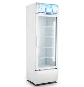 370L Self Closing Glass Door Display Showcase Fan Cooling Commercial Refrigerator Water Cooling Chiller Upright Fridge