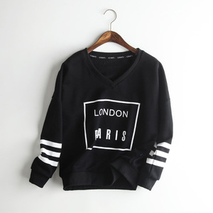 2021 personalizado cuello en V Londres X París azul moda mujer sudadera - Product Image 2