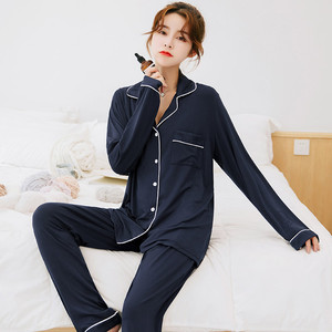 Wholesale Luxury Korean Silk Women's Sleepwear Solid Color Viscose Bamboo Pajamas <strong>Thermal</strong> for Summer - Product Image 3