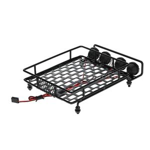 Bandeja de equipaje de techo con luces led para camiones <span class=keywords><strong>Tamiya</strong></span>, rejilla negra D90 D110 Axial RC4WD - Product Image 6