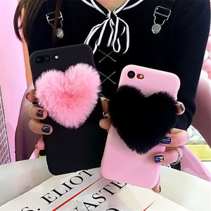 Moda suave peludo amor corazón patrón teléfono caso para el iPhone 8 7 más 6 6 s más X - Product Image 1