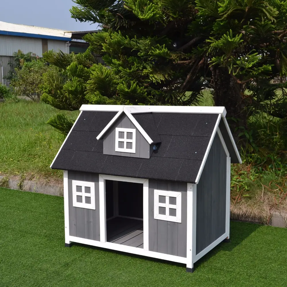 DEG3002ハウス犬小屋、大きな犬小屋の木の外でプレハブを手作り、余分な卸売高級屋外大型木製犬小屋