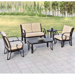 Meubles de jardin d'extérieur en aluminium noir au design moderne, table, chaise, banc, canapé - Product Image 6