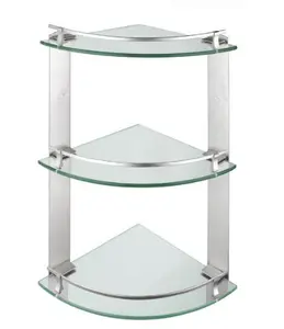 Three layers corner glass shelf bathroom glass shelf toilet glass shelf