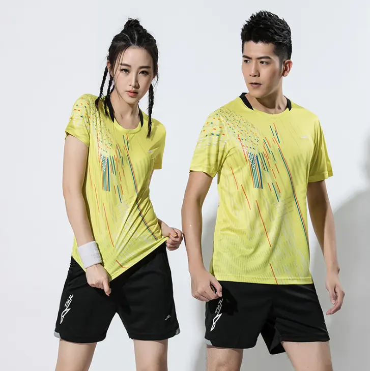 Wholesale customization men's sport wear quick-dry breathable comfortable badminton/tennis t-shirt set