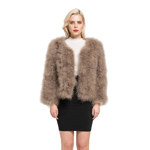 Veste en fourrure véritable de haute qualité manteau de fourrure <span class=keywords><strong>noir</strong></span> d'autruche d'hiver chaud pour les femmes - Product Image 4