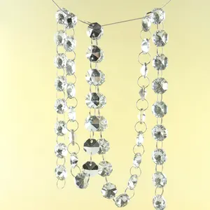 Clear With Silver Back 5meters 14mm Garland Christmas Chandelier Crystal Glass Beads Strand For Glass Lamp/Wedding Decoration