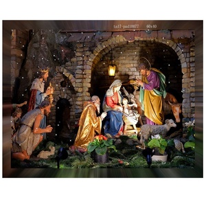Arte de pared de la serie religiosa de la Virgen María, pintura en lienzo con luz <span class=keywords><strong>LED</strong></span>, decoración del hogar, cuadro de tela con luz