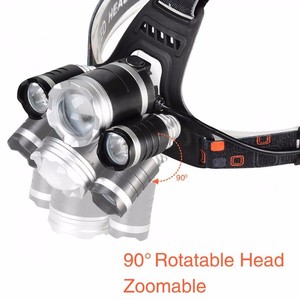 5000 Lumens 10W T6 + 2X R2 LED พลังงานสูงซูม DC แบบชาร์จไฟกลางแจ้งไฟหน้า