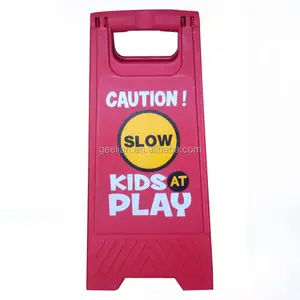 Custom רטוב רצפת אזהרת סימן, סגול צורה זהירות סימן, "זהירות ילדים במשחק" פלסטיק זהירות לוח למכירה