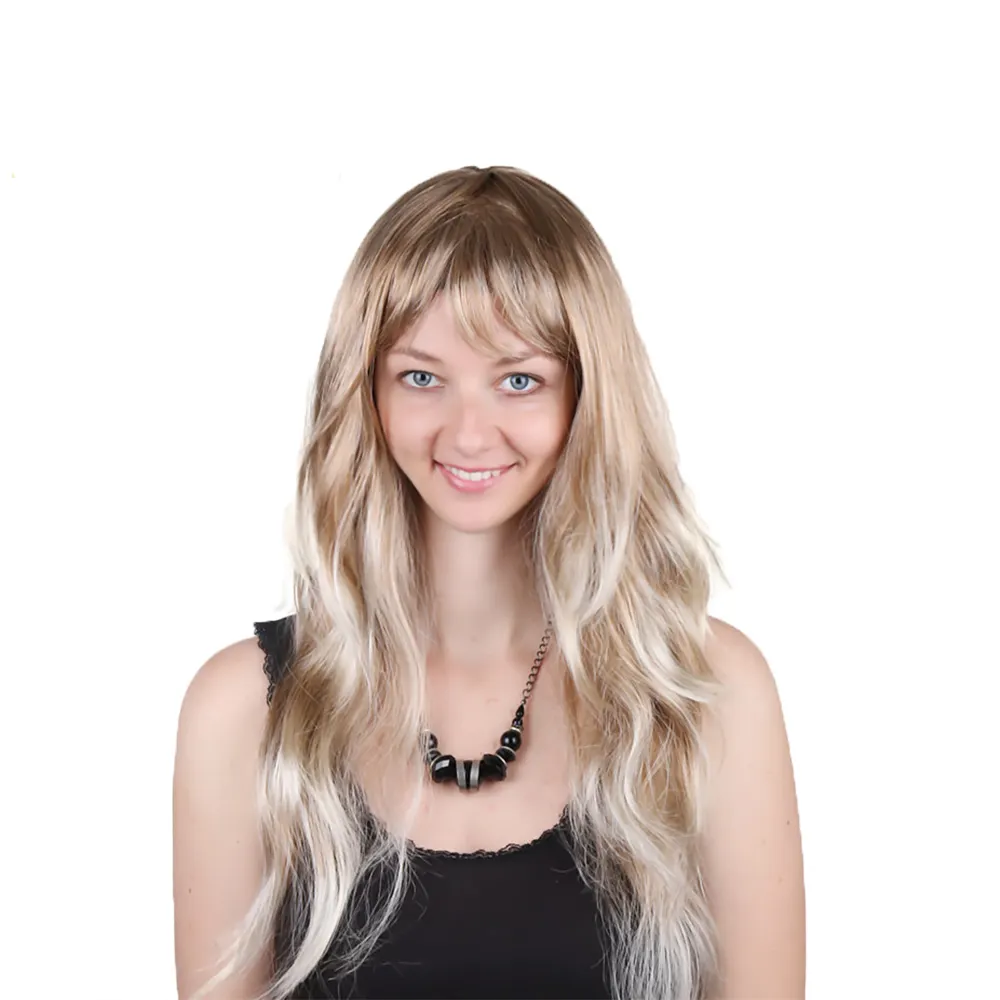 fashion brown cheap long synthetic hair online curly party wigs