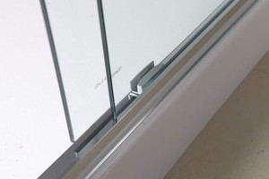 Kmry Écran de douche double coulissant Cadre en aluminium argenté Aspect droit Porte en verre de salle de bain (KD6004)
