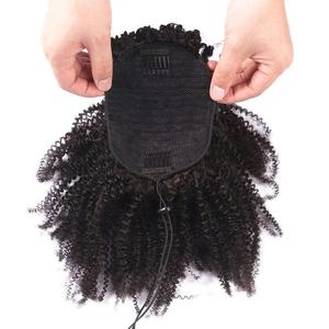 FDshine Mongolo Afro Crespo Ricci Clip-in Chiusura Superiore Pezzo <span class=keywords><strong>Coda</strong></span> <span class=keywords><strong>di</strong></span> <span class=keywords><strong>Cavallo</strong></span> <span class=keywords><strong>Capelli</strong></span> Stretto Ricciolo Dei <span class=keywords><strong>Capelli</strong></span> Umani Reali - Product Image 5