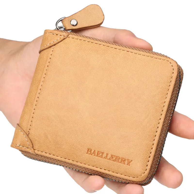 Baellerry 2018, новый стиль, мужской бумажник из искусственной кожи на молнии с короткими отделениями, Мужской зажим для денег, кошелек для монет