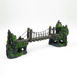 <span class=keywords><strong>Puente</strong></span> de resina decoraciones de acuario para pecera, adorno de acuario cuevas acuáticas ocultar cabaña - Product Image 1