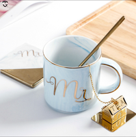 Tasse à café en céramique marbrée avec stylo Phnom Tasse à eau pour amoureux Boîte cadeau Tasses Tasse à thé en céramique avec infuseur 380ml