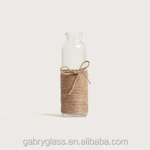 Wholesale Manufacturer Clear Unique Shape Rope Wall Mini Round Glass Vase