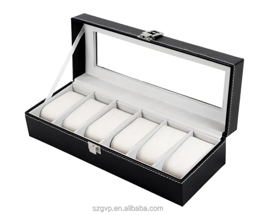 Classic 6 Grid Luxury Refinement Slots Wrist Watches Gift Case Display Boxes Storage Holder