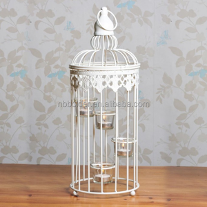Toptan <span class=keywords><strong>shabby</strong></span> <span class=keywords><strong>chic</strong></span> krem beyaz metal tel kuş kafesi adak tealight mumluk ev dekor - Product Image 1
