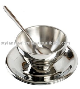 Cuencos para servir de dos pisos a prueba de calor Juego de cuencos para sopa de arroz de acero inoxidable de grado alimenticio Material metálico - Product Image 2