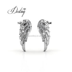 <span class=keywords><strong>Orecchini</strong></span> a Perno con <span class=keywords><strong>Ali</strong></span> <span class=keywords><strong>d</strong></span>'<span class=keywords><strong>Angelo</strong></span> in Argento Sterling 925 Daisini Impreziositi con Cristalli Swarovski Placcati in Oro 18K - Product Image 4