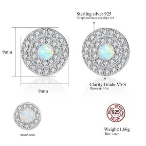 CZCITY 925 Sterling Silver Tiny CZ Paved Halo Round <strong>Opal</strong> <strong>Earrings</strong> for Women <strong>Opal</strong> Jewelry Cute Ear Rings - Product Image 2