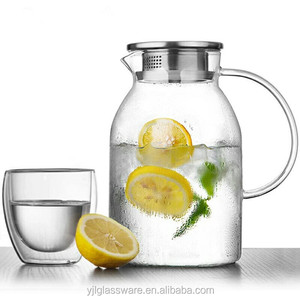 Vente chaude 100% soufflé à la bouche <span class=keywords><strong>prix</strong></span> de gros 1800ml pichet à eau en verre borosilicaté avec couvercle - Product Image 1