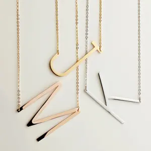 Custom <strong>sideways</strong> large <strong>initial</strong> <strong>necklace</strong> for mom bridesmaid gift personalized jewelry MN/ODM - Product Image 1