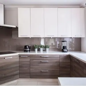 Модульные лаковые кухонные шкафы из МДФ с островным дизайном, кухни в стиле шейкер, идеи для Домашнего Дизайна