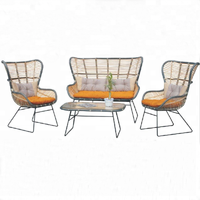 Ensemble de chaises de patio en rotin rond toutes saisons, pieds métalliques, extérieur en osier