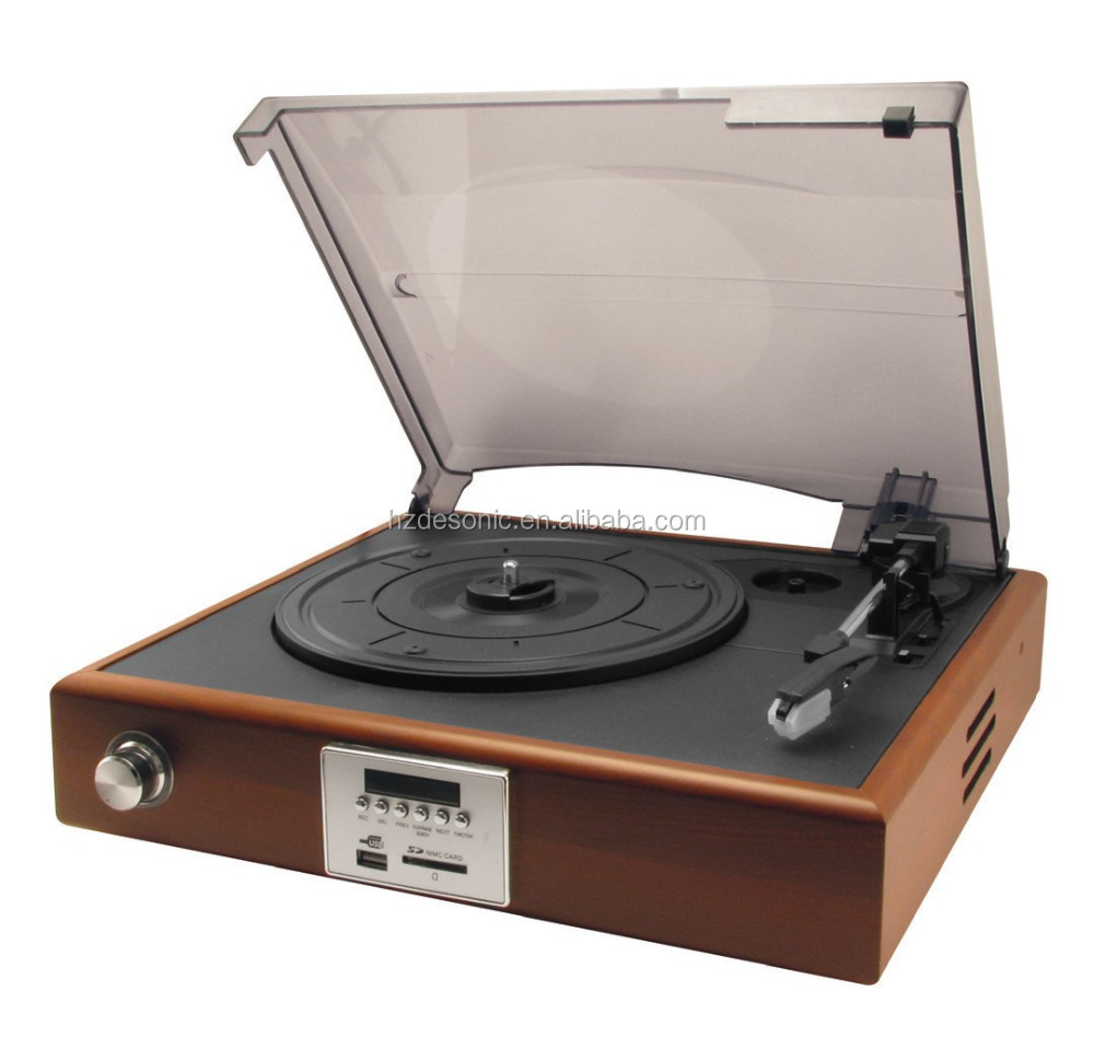 スピーカー内蔵フォノターンテーブルプレーヤーを中国で記録