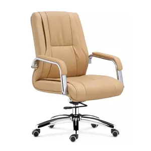 Goedkope Rvs Frame Lederen Verstelbare Swivel Stoel Comfortabele Mesh Back Office Chair