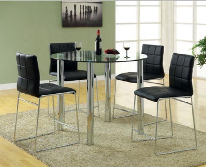 Piece Modern Black Counter Height Round Glass Dining Table