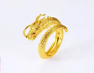 लड़कों के लिए थोक तांबा पीतल ड्रैगन सोने की अंगूठी डिजाइन
