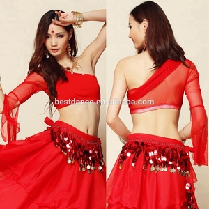 Bestdance 8 couleurs danse du ventre en mousseline <span class=keywords><strong>de</strong></span> soie danseuse Costume haut <span class=keywords><strong>de</strong></span> danse pratique Performance haut - Product Image 3