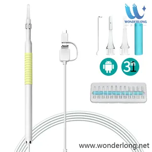 Limpiador de oídos Visual, endoscopio 3 en 1 para limpieza de orejas, herramienta de boroscopio, otoscopio, USB, 5,5mm