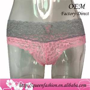 Boxer en dentelle Extra mince, sous-vêtement Sexy pour femmes, culotte avec nœud Transparent, Patchwork de 3 couleurs rose jaune bleu - Product Image 2