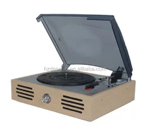 Houten retro vinyl platenspeler draaitafel fonograaf & 3 speed lp speler