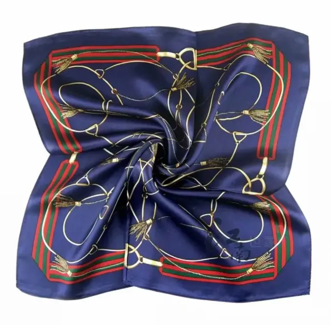 Lenço de seda quadrado de cetim, como lenço, corrente de design de moda, lenço