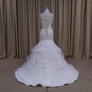 XF1013 muestra real de moldeado sin tirantes de la trompeta del organza vestido de novia para la novia - Product Image 5