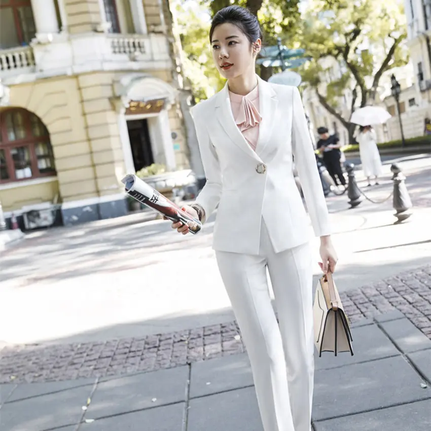 पोशाक सूट महिलाओं कार्यालय सूट महिलाओं देवियों सफेद पैंट सूट