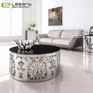Meuble d'art contemporain, <span class=keywords><strong>pieds</strong></span> <span class=keywords><strong>en</strong></span> acier inoxydable, <span class=keywords><strong>table</strong></span> basse <span class=keywords><strong>en</strong></span> <span class=keywords><strong>verre</strong></span> ovale noir - Product Image 3