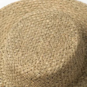 2022 vendita calda estate tessuto a mano Seagrass cappello cappello da barca in paglia naturale modello di Designer cappello da spiaggia da viaggio