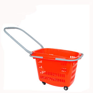 Tejido de plástico de cestas de compras de supermercado cesta carros con <span class=keywords><strong>2</strong></span> ruedas venta al por mayor - Product Image 3