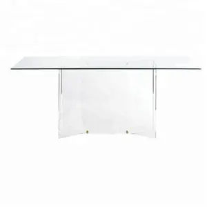 Mesa de jantar de vidro acrílico transparente, mesa de casa personalizada acrílica