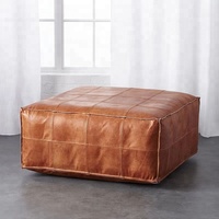 Pochette en cuir véritable pour salon, coussin de sol bas, canapé repose-pieds vintage, table basse carrée, vente en gros,